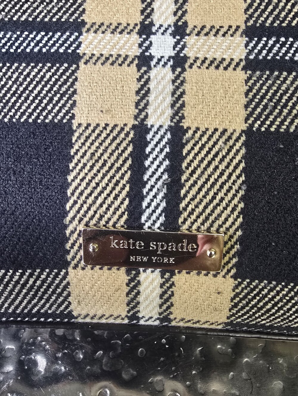Kate Spade Wool Plaid Crossbody Bag Rare Script Lining Y2K, Vintage - Picture 5 of 13